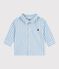 Chemise b&eacute;b&eacute; en coton &agrave; manches longues, ray&eacute;e bleu/blanc