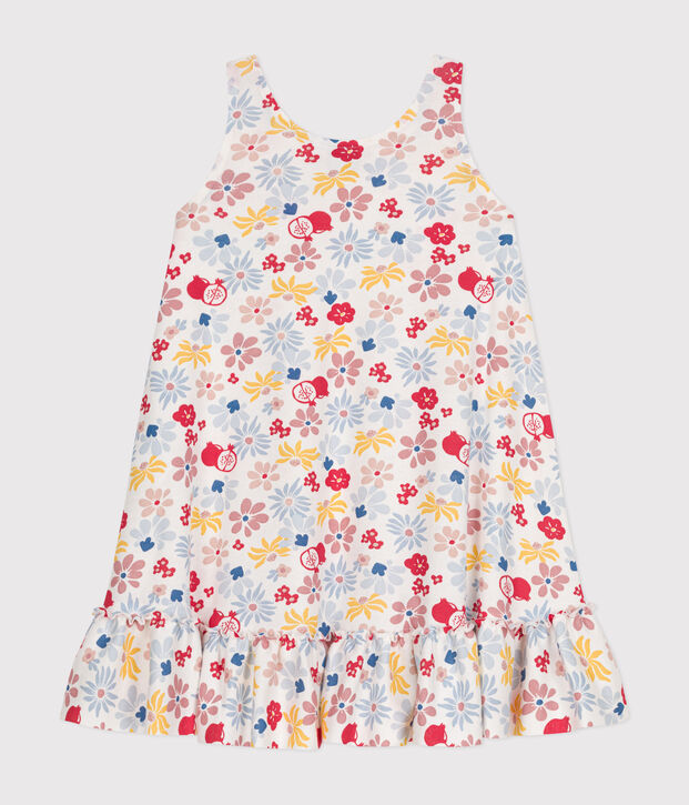 Robe sans manche en coton enfant fille blanc/multicouleur