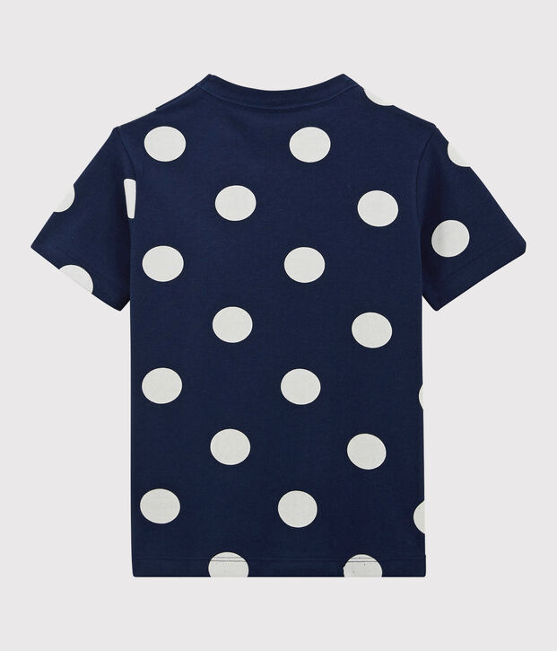 T-shirt manches courtes en coton enfant gar&ccedil;on bleu/blanc