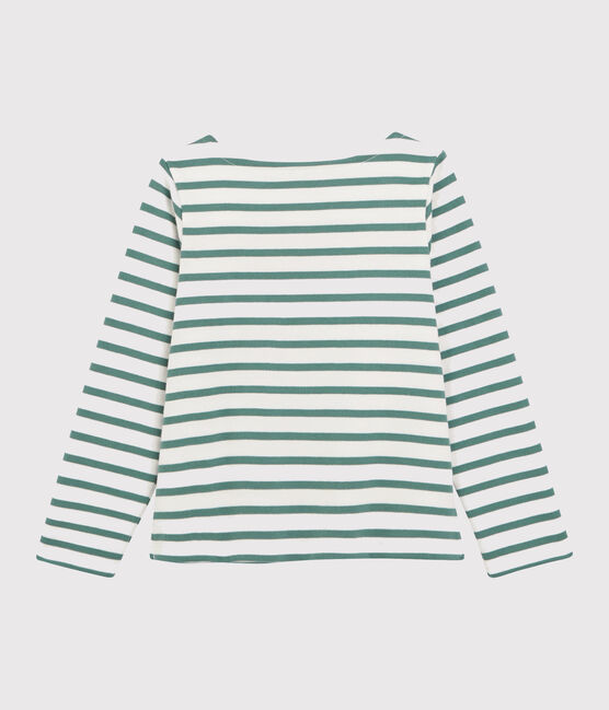 Marinière à nœud enfant fille blanc MARSHMALLOW/bleu BRUT