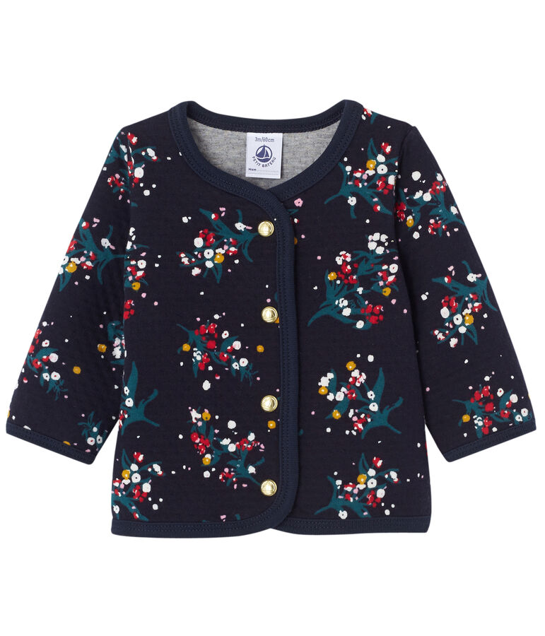 Cardigan b&eacute;b&eacute; fille en tubique imprim&eacute; bleu/multicouleur