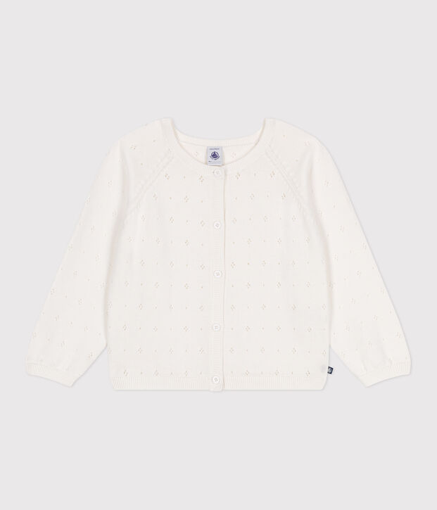 Cardigan enfant coton point fantaisie blanc