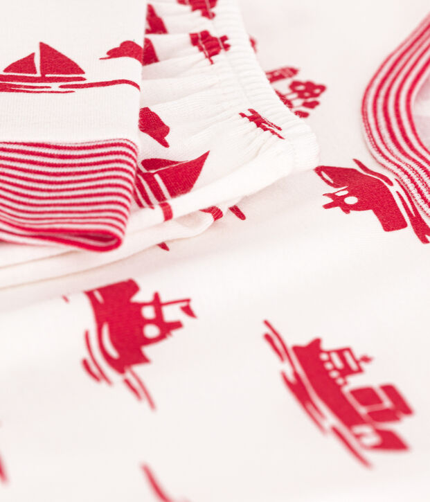 Pyjama ajust&eacute; en coton enfant blanc/rouge