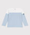 Teeshirt marinière enfant en coton manches longues blanc MARSHMALLOW/bleu ALASKA