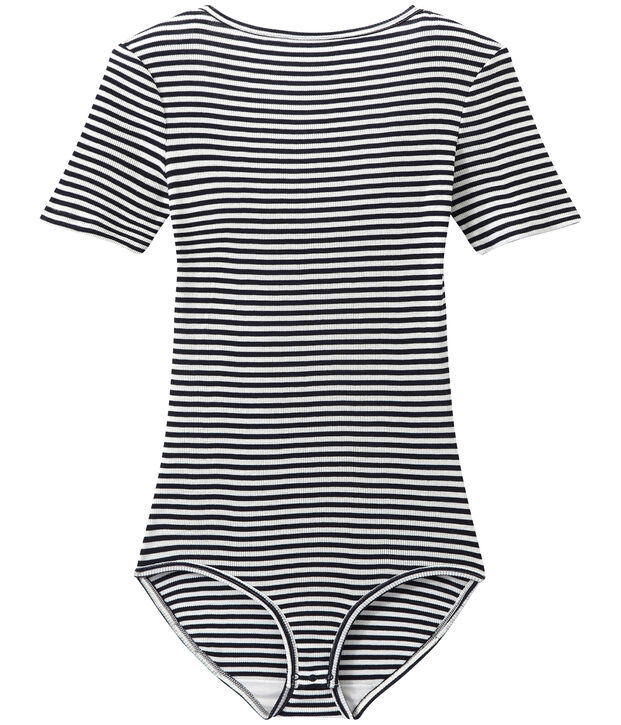 Body femme en coton seconde peau bleu/blanc