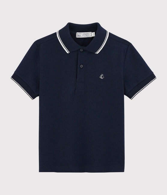 Polo manches courtes enfant garçon bleu SMOKING