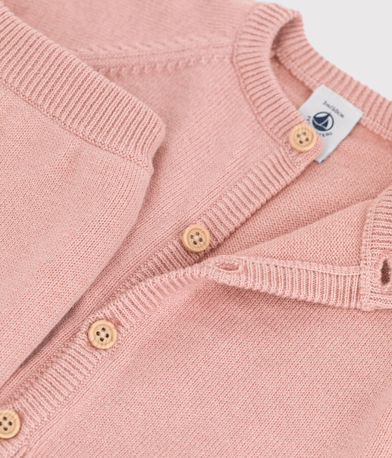 Ensemble 2 pi&egrave;ces b&eacute;b&eacute; en tricot laine et coton rose SALINE