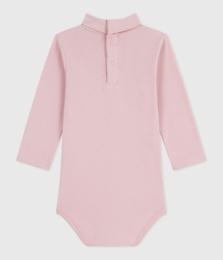 Body b&eacute;b&eacute; col roul&eacute; en coton uni rose JOLI
