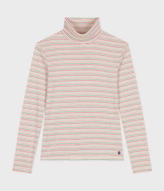 Tee-shirt l'Iconique Col roulé en coton femme blanc AVALANCHE/ MULTICO