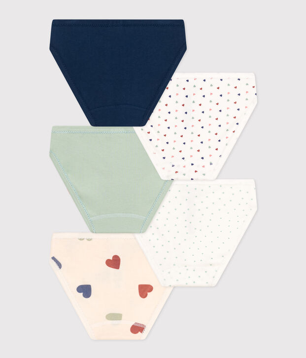 Lot de 5 culottes c&oelig;ur en coton enfant multicouleur