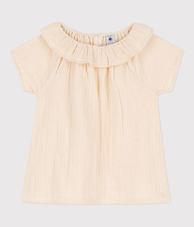 Blouse en gaze de coton enfant fille &eacute;cru