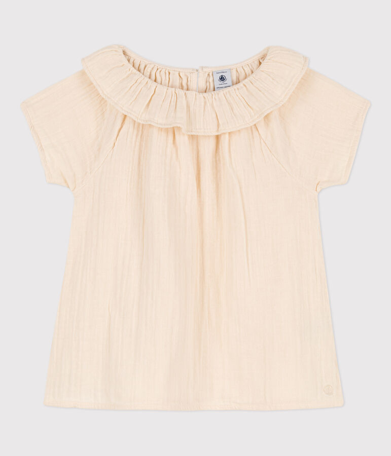 Blouse en gaze de coton enfant fille &eacute;cru AVALANCHE