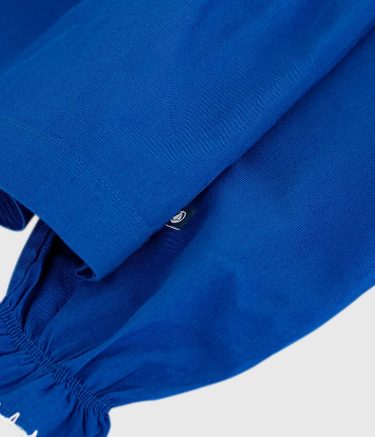 Robe enfant manches longues en coton unie bleu OLYMPIC