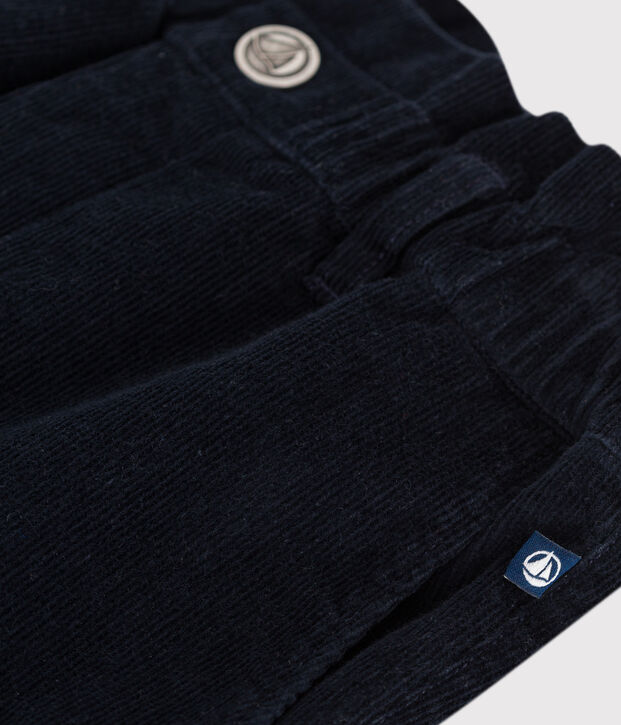 Pantalon enfant en velours uni bleu marine