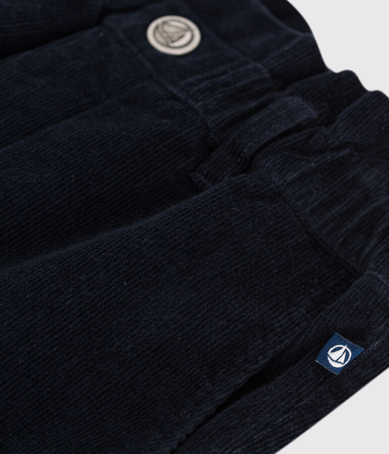 Pantalon enfant en velours uni bleu SMOKING
