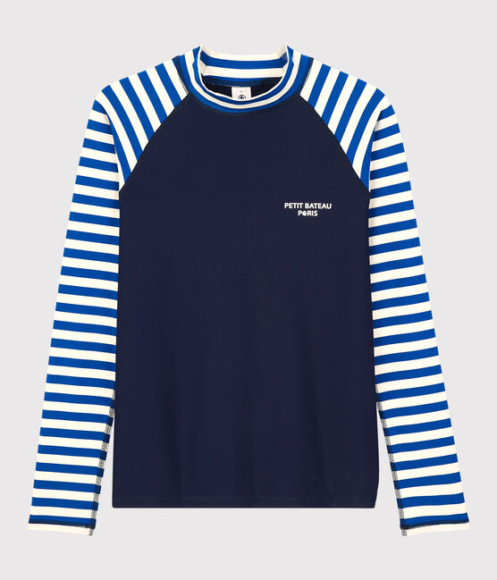 T-shirt de bain anti-UV recyclé Femme bleu SURF/blanc MARSHMALLOW
