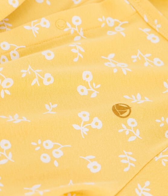 Cardigan imprimé en coton enfant fille jaune ORGE/blanc MARSHMALLOW