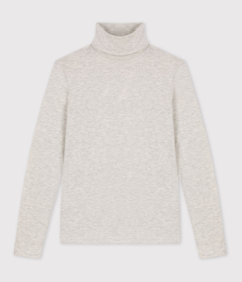 Tee-shirt col roul&eacute; L'ICONIQUE chaud Femme gris BELUGA CHINE