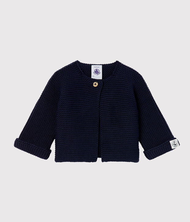 Cardigan b&eacute;b&eacute; en tricot 100% coton bleu