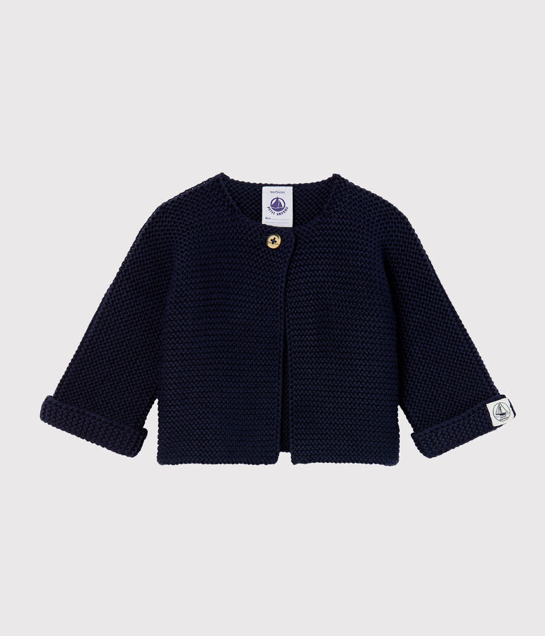 Cardigan b&eacute;b&eacute; en tricot 100% coton bleu