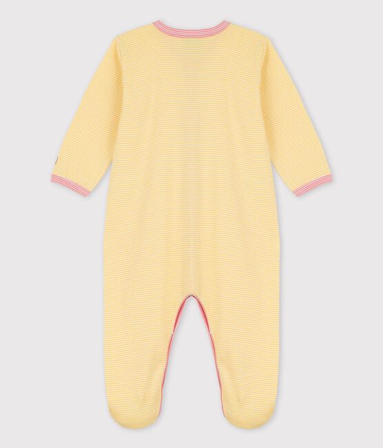 Dors-bien bébé à rayures en coton biologique jaune ORGE/blanc MARSHMALLOW