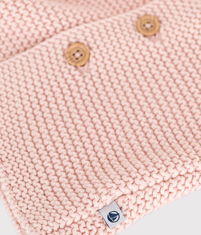 Cardigan en tricot point mousse b&eacute;b&eacute; rose SALINE
