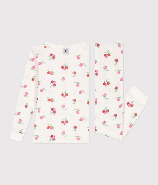 Pyjama très ajusté enfant en coton imprimé MARSHMALLOW/ PEONIA/ MULTICO