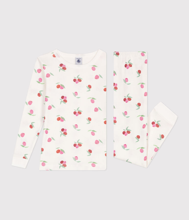 Pyjama tr&egrave;s ajust&eacute; enfant en coton imprim&eacute; MARSHMALLOW/ PEONIA/ MULTICO