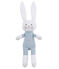 Doudou lapin bébé en jersey bleu FONTAINE/blanc MARSHMALLOW
