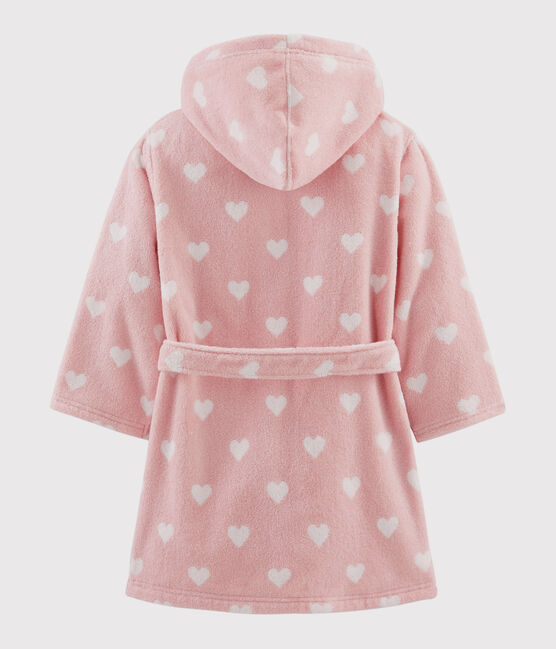 Peignoir cœur petite fille en éponge rose CHARME/blanc MARSHMALLOW
