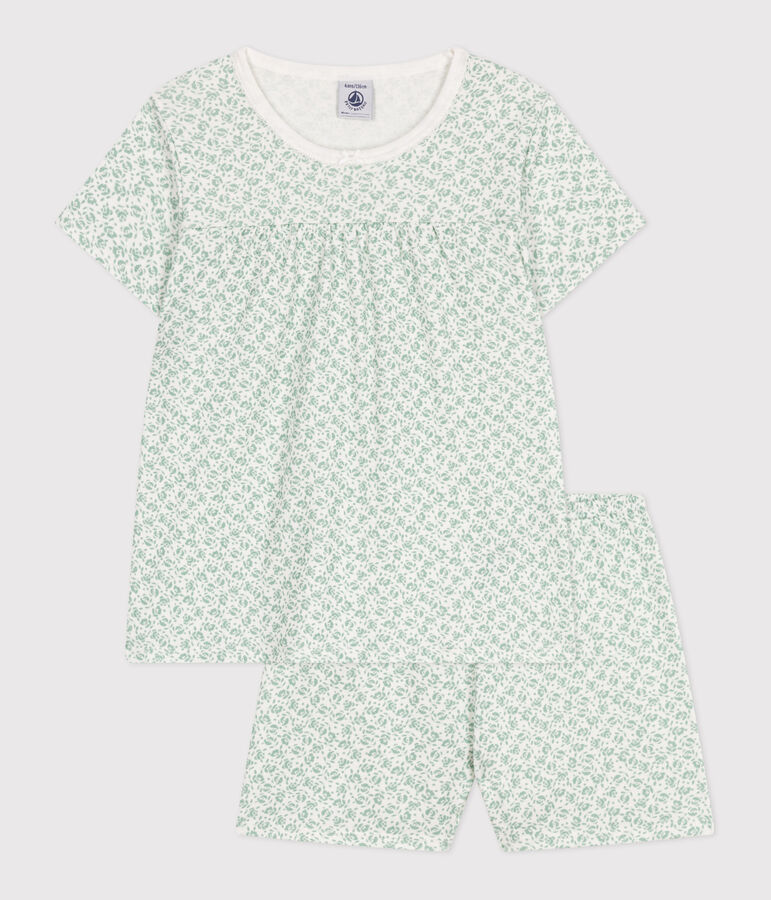 Pyjama short enfant en coton imprim&eacute; fleuri MARSHMALLOW/ PAUL