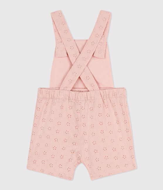 Salopette courte bébé en broderie anglaise rose SALINE