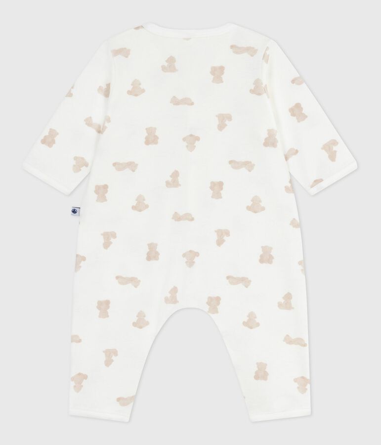 Pyjama b&eacute;b&eacute; sans pieds en coton imprim&eacute; ours MARSHMALLOW/ BRUN