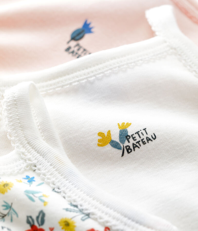 Lot de 3 bodies fleuris bretelles b&eacute;b&eacute; en coton multicouleur
