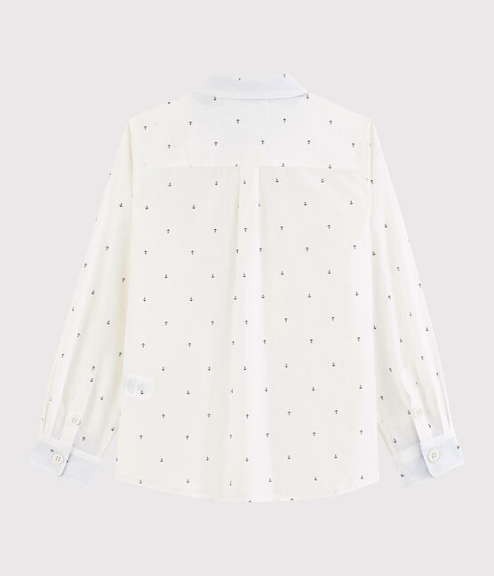 Chemise manches longues en popeline enfant garçon blanc MARSHMALLOW/bleu SMOKING