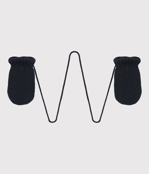 Moufles b&eacute;b&eacute; en tricot doubl&eacute;es en polaire recycl&eacute;e bleu