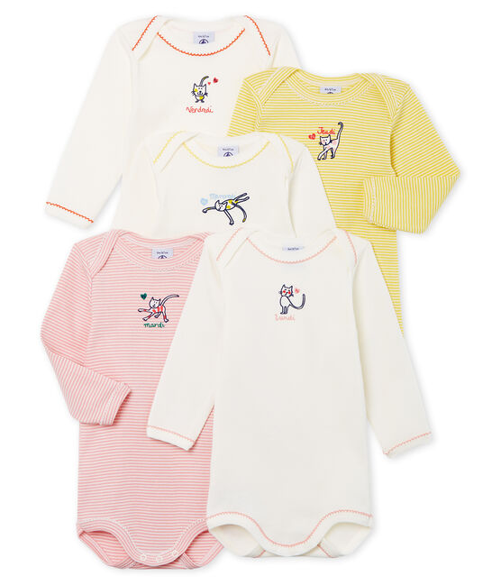 Bodysuits Baby Petit Bateau Lot De 5 Bodies Manches Longues Bebe Fille Uni Tankers Dk
