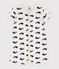 Combinaison courte baleines marines en coton bébé beige MONTELIMAR/bleu MEDIEVAL