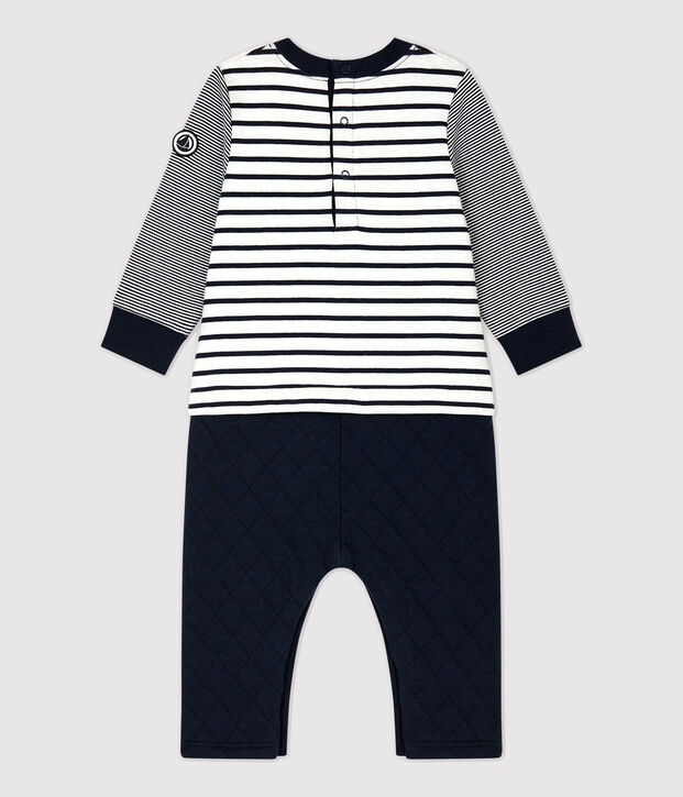 Combinaison iconique b&eacute;b&eacute;. blanc/bleu