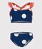 Maillot de bain 2 pièces à pois enfant fille bleu MEDIEVAL/blanc MARSHMALLOW