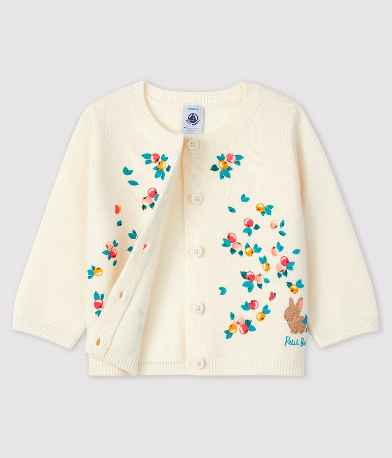 Cardigan manches longues b&eacute;b&eacute; fille blanc