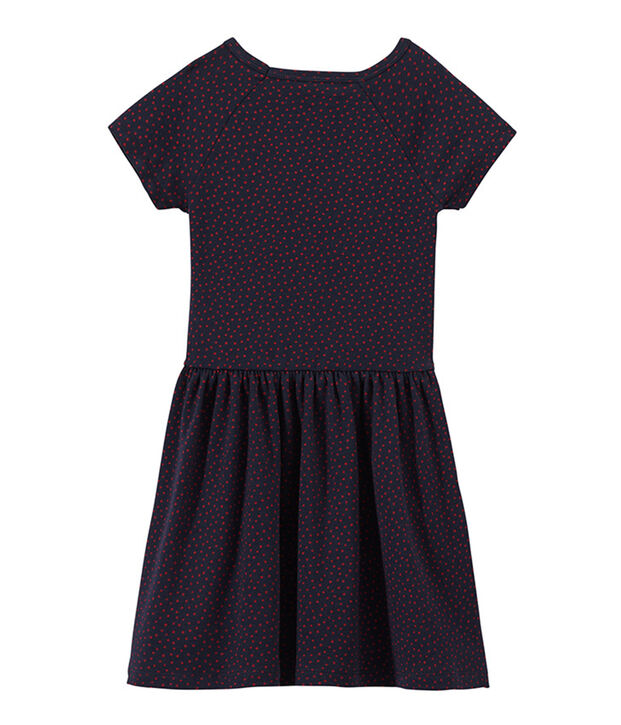 Robe fille &agrave; pois bleu/rouge