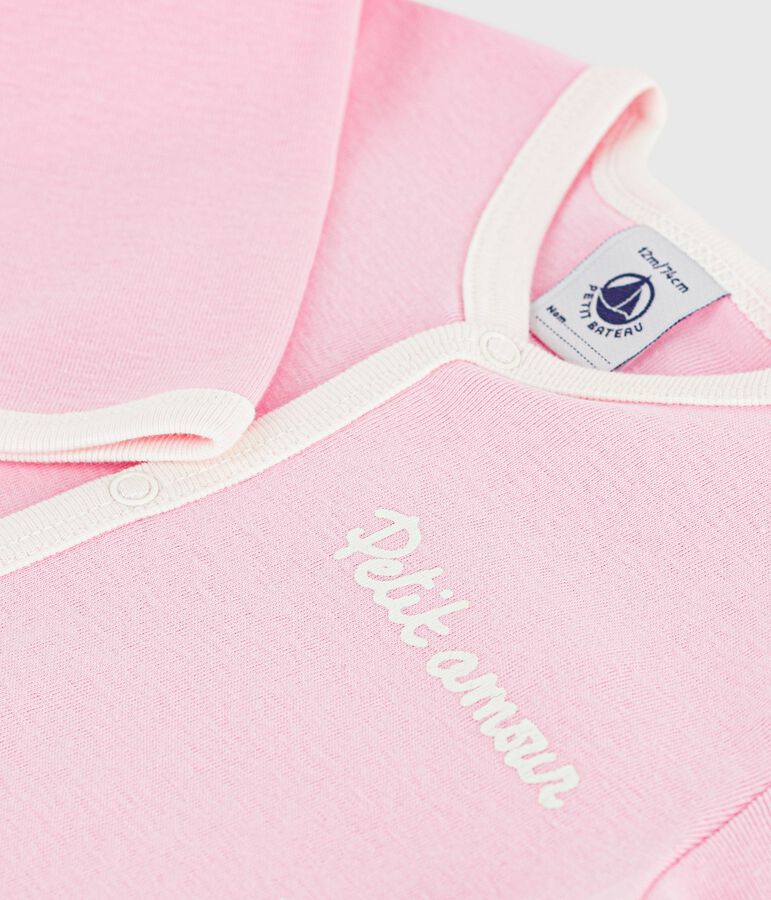 Pyjama b&eacute;b&eacute; en coton uni rose MARQUISE