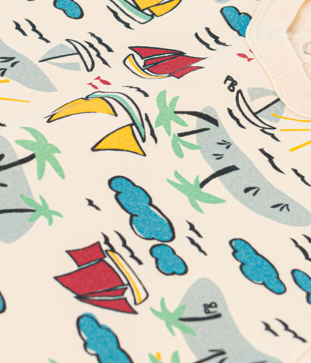 Combinaison courte b&eacute;b&eacute; en jersey imprim&eacute; &eacute;cru/multicouleur