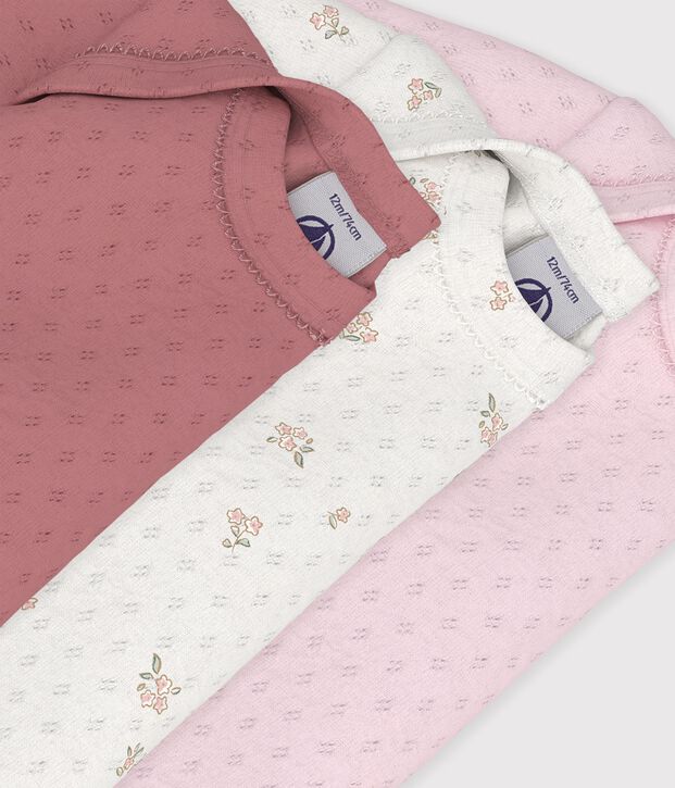 Lot de bodies manches longues en coton imprim&eacute; &agrave; fleurs b&eacute;b&eacute; multicouleur