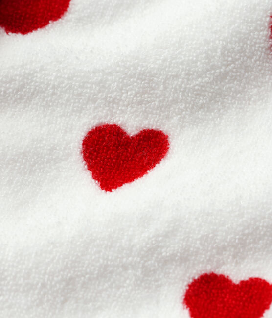Cape de bain cœur bébé en éponge blanc MARSHMALLOW/rouge TERKUIT
