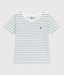 Teeshirt enfant en coton manches courtes à rayures vert MARSHMALLOW/ DRAGONFLY