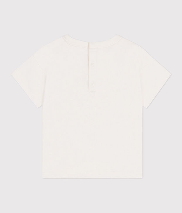 T-shirt b&eacute;b&eacute; en coton &agrave; manches courtes uni blanc/multicouleur
