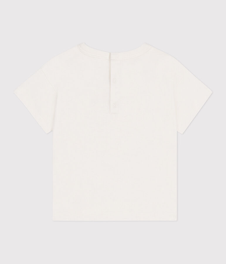 T-shirt b&eacute;b&eacute; en coton &agrave; manches courtes uni blanc MARSHMALLOW/blanc MULTICO