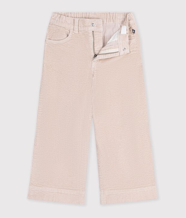 Pantalon wide leg enfant en velours beige clair
